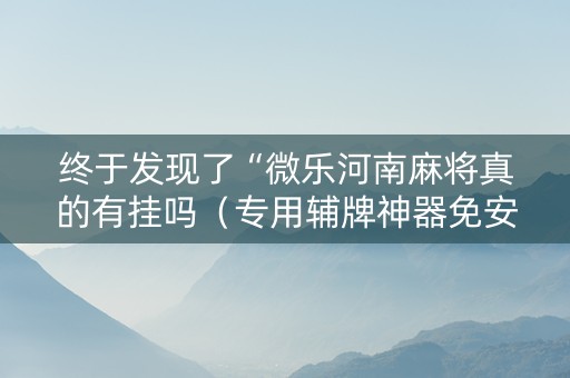 终于发现了“微乐河南麻将真的有挂吗（专用辅牌神器免安装）