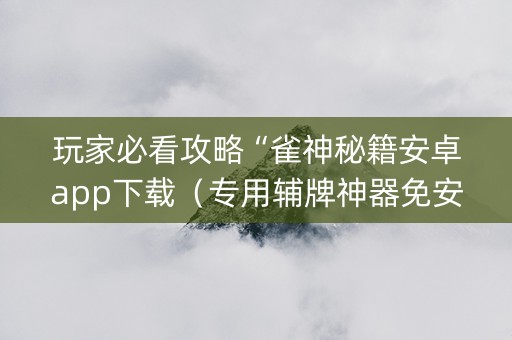 玩家必看攻略“雀神秘籍安卓app下载（专用辅牌神器免安装）