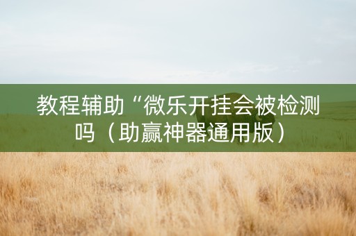 教程辅助“微乐开挂会被检测吗（助赢神器通用版）