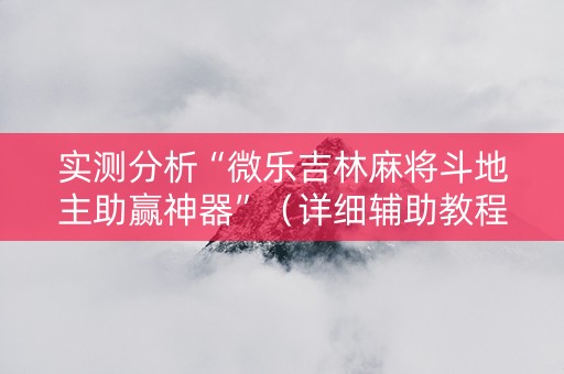 实测分析“微乐吉林麻将斗地主助赢神器”（详细辅助教程）-哔哩哔哩