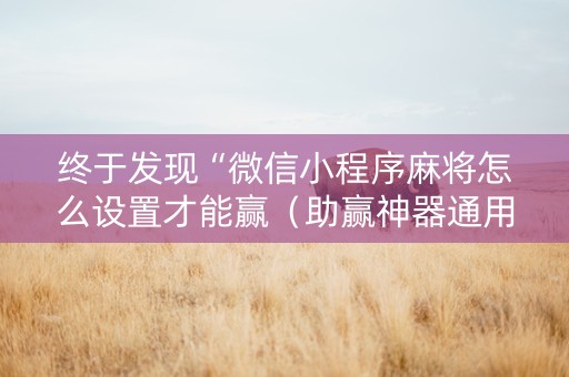 终于发现“微信小程序麻将怎么设置才能赢（助赢神器通用版）