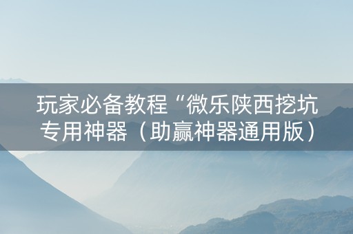 玩家必备教程“微乐陕西挖坑专用神器（助赢神器通用版）