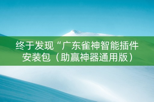终于发现“广东雀神智能插件安装包（助赢神器通用版）