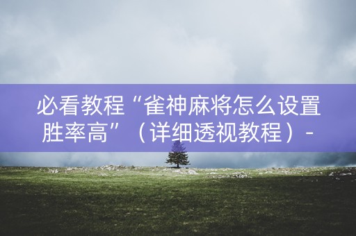 必看教程“雀神麻将怎么设置胜率高”（详细透视教程）-哔哩哔哩
