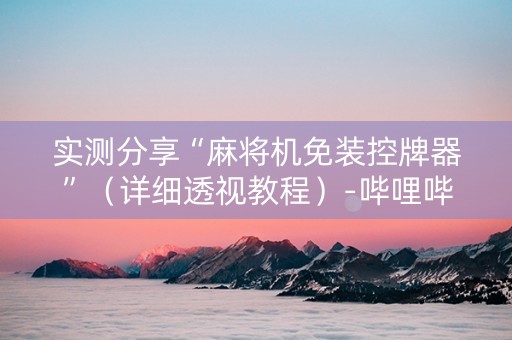 实测分享“麻将机免装控牌器”（详细透视教程）-哔哩哔哩