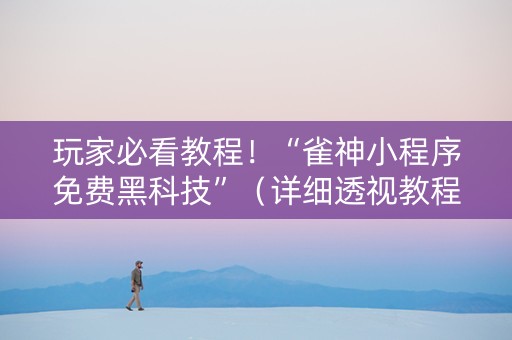玩家必看教程！“雀神小程序免费黑科技”（详细透视教程）-哔哩哔哩
