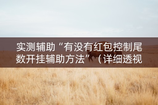 实测辅助“有没有红包控制尾数开挂辅助方法”（详细透视教程）-哔哩哔哩