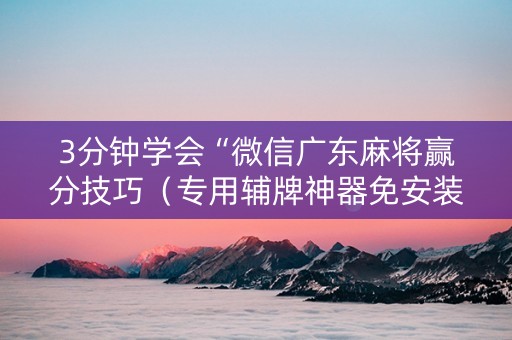 3分钟学会“微信广东麻将赢分技巧（专用辅牌神器免安装）