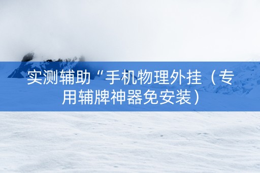 实测辅助“手机物理外挂（专用辅牌神器免安装）