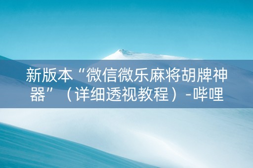 新版本“微信微乐麻将胡牌神器”（详细透视教程）-哔哩哔哩