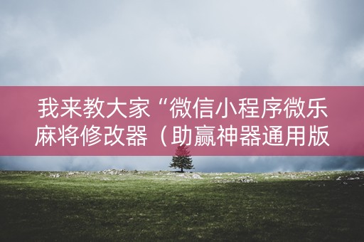 我来教大家“微信小程序微乐麻将修改器（助赢神器通用版）