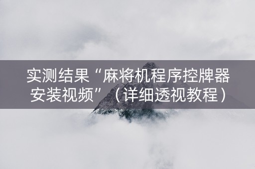 实测结果“麻将机程序控牌器安装视频”（详细透视教程）-哔哩哔哩