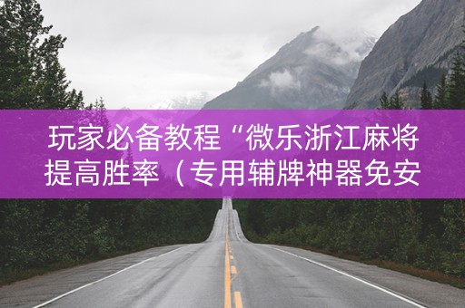 玩家必备教程“微乐浙江麻将提高胜率（专用辅牌神器免安装）