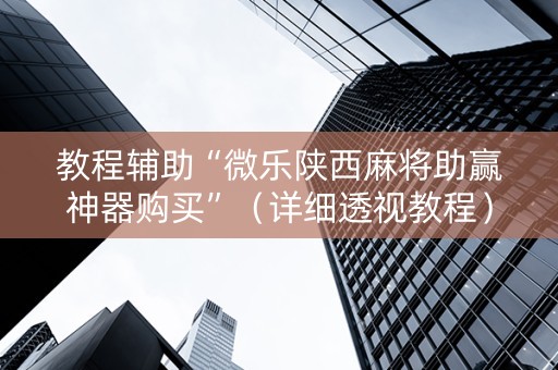 教程辅助“微乐陕西麻将助赢神器购买”（详细透视教程）-哔哩哔哩
