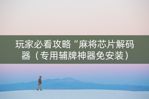 玩家必看攻略“麻将芯片解码器（专用辅牌神器免安装）