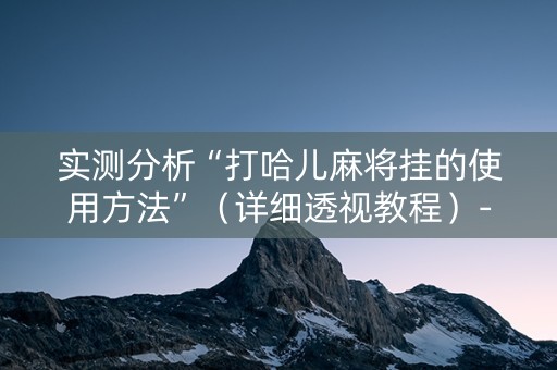 实测分析“打哈儿麻将挂的使用方法”（详细透视教程）-哔哩哔哩