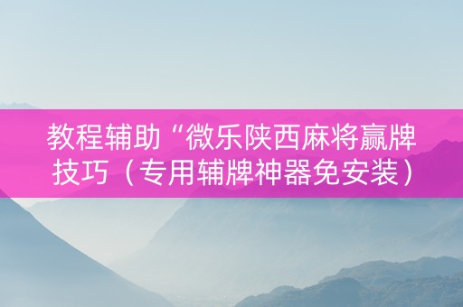 教程辅助“微乐陕西麻将赢牌技巧（专用辅牌神器免安装）