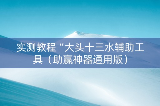 实测教程“大头十三水辅助工具（助赢神器通用版）