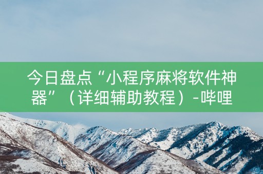 今日盘点“小程序麻将软件神器”（详细辅助教程）-哔哩哔哩