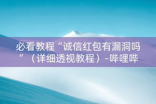 必看教程“诚信红包有漏洞吗”（详细透视教程）-哔哩哔哩