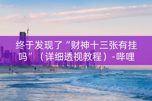 终于发现了“财神十三张有挂吗”（详细透视教程）-哔哩哔哩