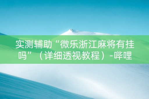 实测辅助“微乐浙江麻将有挂吗”（详细透视教程）-哔哩哔哩