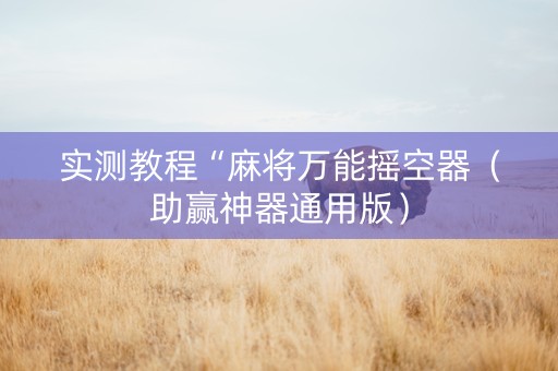 实测教程“麻将万能摇空器（助赢神器通用版）