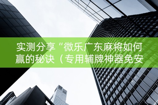 实测分享“微乐广东麻将如何赢的秘诀（专用辅牌神器免安装）