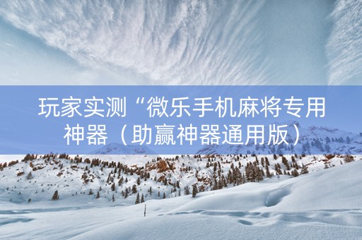 玩家实测“微乐手机麻将专用神器（助赢神器通用版）