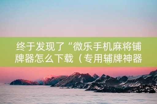 终于发现了“微乐手机麻将铺牌器怎么下载（专用辅牌神器免安装）