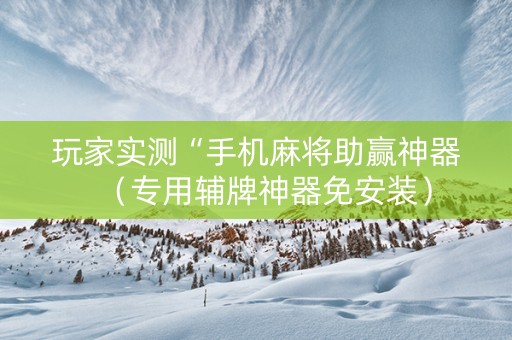 玩家实测“手机麻将助赢神器（专用辅牌神器免安装）