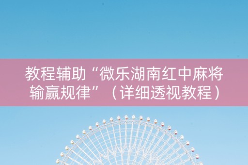教程辅助“微乐湖南红中麻将输赢规律”（详细透视教程）-哔哩哔哩