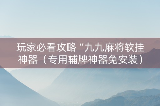 玩家必看攻略“九九麻将软挂神器（专用辅牌神器免安装）