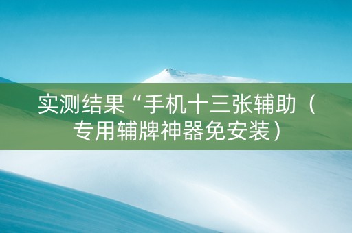 实测结果“手机十三张辅助（专用辅牌神器免安装）