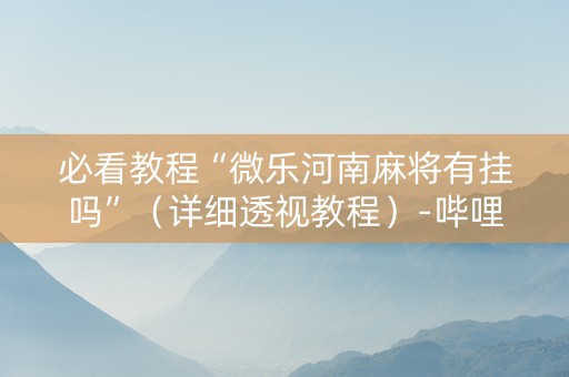 必看教程“微乐河南麻将有挂吗”（详细透视教程）-哔哩哔哩