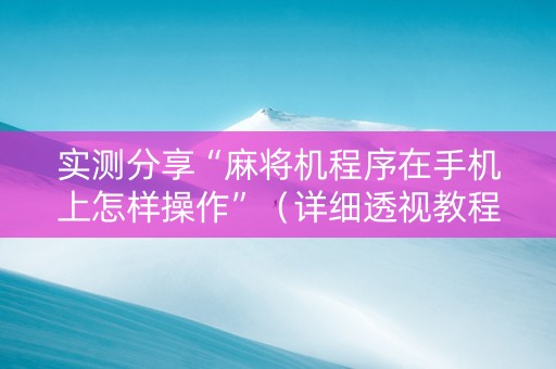 实测分享“麻将机程序在手机上怎样操作”（详细透视教程）-哔哩哔哩