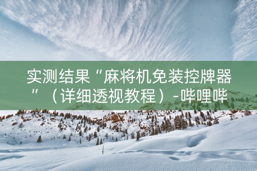 实测结果“麻将机免装控牌器”（详细透视教程）-哔哩哔哩