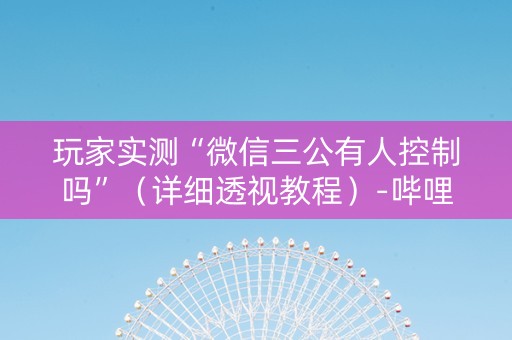 玩家实测“微信三公有人控制吗”（详细透视教程）-哔哩哔哩