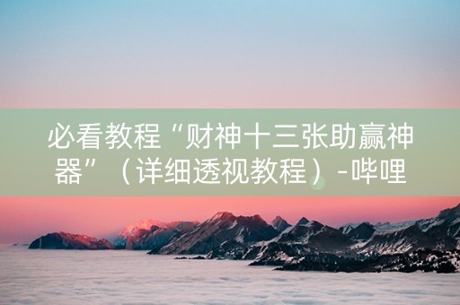 必看教程“财神十三张助赢神器”（详细透视教程）-哔哩哔哩