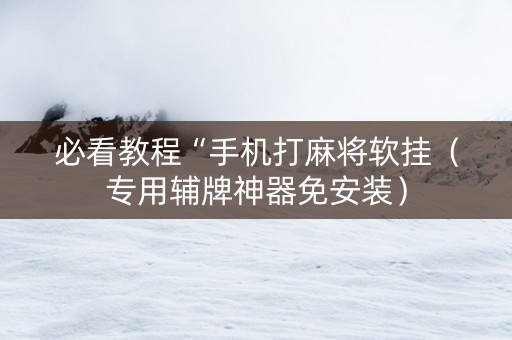 必看教程“手机打麻将软挂（专用辅牌神器免安装）