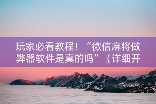 玩家必看教程！“微信麻将做弊器软件是真的吗”（详细开挂教程）-哔哩哔哩