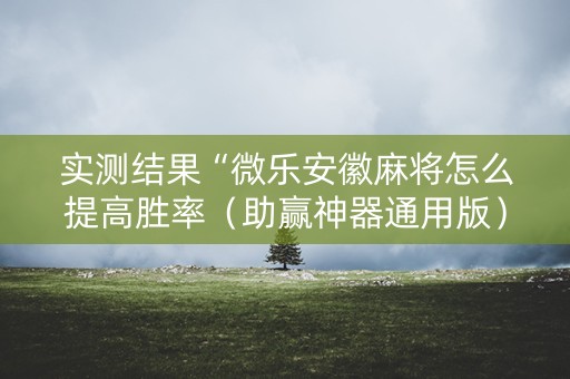 实测结果“微乐安徽麻将怎么提高胜率（助赢神器通用版）