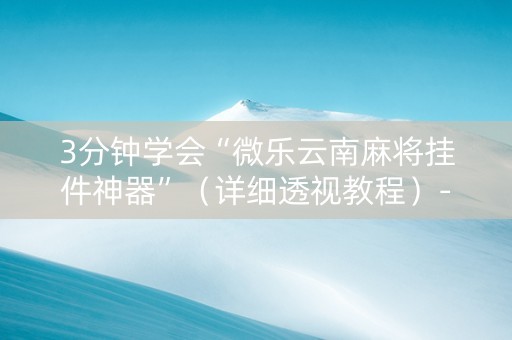 3分钟学会“微乐云南麻将挂件神器”（详细透视教程）-哔哩哔哩