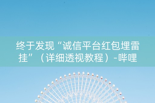 终于发现“诚信平台红包埋雷挂”（详细透视教程）-哔哩哔哩