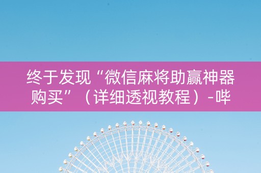 终于发现“微信麻将助赢神器购买”（详细透视教程）-哔哩哔哩