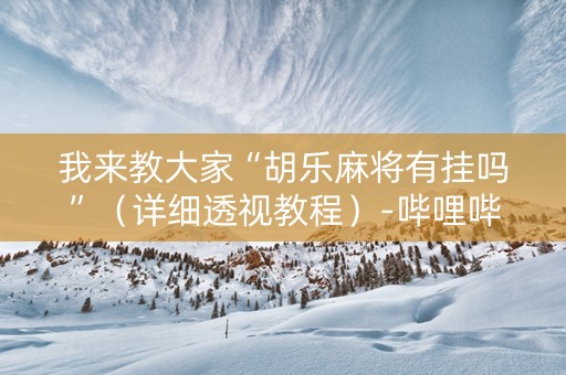 我来教大家“胡乐麻将有挂吗”（详细透视教程）-哔哩哔哩
