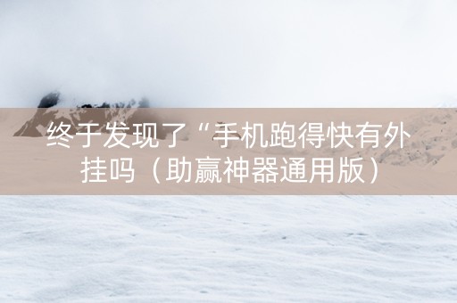 终于发现了“手机跑得快有外挂吗（助赢神器通用版）