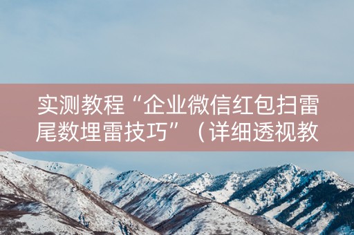 实测教程“企业微信红包扫雷尾数埋雷技巧”（详细透视教程）-哔哩哔哩