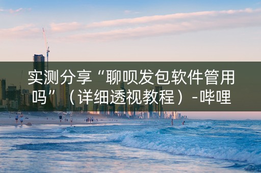 实测分享“聊呗发包软件管用吗”（详细透视教程）-哔哩哔哩