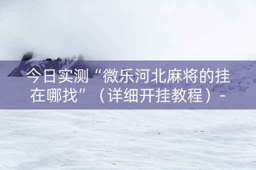 今日实测“微乐河北麻将的挂在哪找”（详细开挂教程）-哔哩哔哩